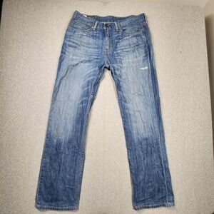 Levi's 514 Straight Fit Jeans Mens W34 L32 Blue Fair Distressed Stained